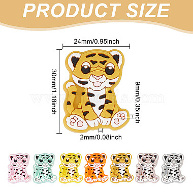 14Pcs 7 Colors Tiger Food Grade Eco-Friendly Silicone Beads(SIL-GO0001-03)-2