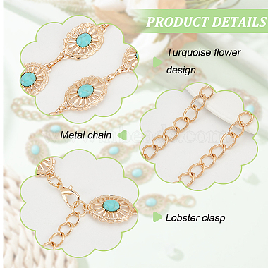 Synthetic Turquoise Oval Link Chain Waist Belts(AJEW-WH0314-128G)-4