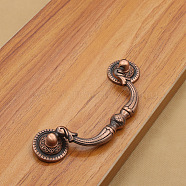 Embossed Alloy Drawer Bail Pulls, Retro Swing Dresser Handle, Cabinet Pulls Handles for Drawer, Doorknob Accessories, Red Copper, 132x34x21mm, hole center: 96mm(CABI-PW0001-046B-R)