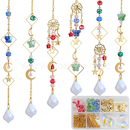 DIY Pendant Decoration Suncatchers Making Kit, Including Glass Beads & Pendants, Alloy & 304 Stainless Steel Charms, Brass Cable Chain & Linking Rings, Butterfly & Star & Sun & Leaf, Mixed Color, 253Pcs/box(DIY-SC0024-01)