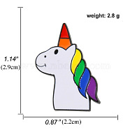 Rainbow Pride Flag Unicorn Enamel Pin, Alloy Badge for Backpack Clothes, Colorful, 29x22mm(GUQI-PW0001-037B)
