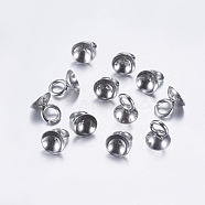 202 Stainless Steel Bead Cap Pendant Bails, for Globe Glass Bubble Cover Pendants, Stainless Steel Color, 7x6mm, Hole: 3mm, Inner Diameter: 5mm(STAS-L198-05A)
