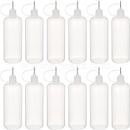 BENECREAT Plastic Glue Bottles, with Steel Pin, Clear, 14.5x4.2cm, capacity: 120ml, 12pcs/set(DIY-BC0009-16C)