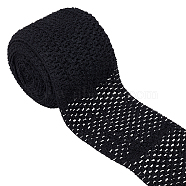 5M Elastic Crochet Polyester Headbands, Wide Hair Accessories for Women, Girls, Black, 112x1mm(OHAR-GF0001-13A)