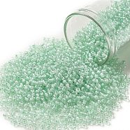 TOHO Round Seed Beads, Japanese Seed Beads, (1065) Mint Lined Crystal, 11/0, 2.2mm, Hole: 0.8mm, about 1110pcs/10g(X-SEED-TR11-1065)