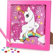 Unicorn Photo Frame Diamond Painting Kits for Kids, DIY Full Drill Diamond Art Kit, Cartoon Picture Arts and Crafts for Beginners, Colorful, 180x180mm(PW-WG79102-02)