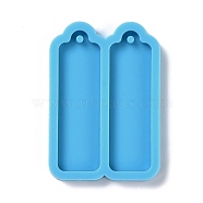 DIY Pendant Silicone Molds, for Earring Making, Resin Casting Molds, For UV Resin, Epoxy Resin Jewelry Making, Rectangle, Deep Sky Blue, 43x30x4mm, Hole: 2mm, Inner Diameter: 39x12mm(DIY-F102-13)