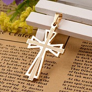 Ion Plating(IP) 304 Stainless Steel Pendants,  Cross, Golden, 39x25x2mm, Hole: 4x6mm(STAS-F143-12G)