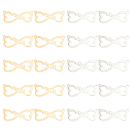 DICOSMETIC 20Pcs 2 Colors 304 Stainless Steel Links Connectors Charms, Heart with Word Mom, Golden & Stainless Steel Color, 11.5x28.5x1mm, Hole: 1.5mm, 10pcs/color(STAS-DC0011-85)