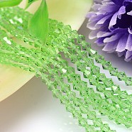 Faceted Imitation Austrian Crystal Bead Strands, Grade AAA, Bicone, Light Green, 6x6mm, Hole: 0.7~0.9mm, about 68pcs/strand, 15.7 inch(G-M180-6mm-16A)