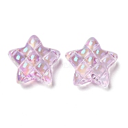 Transparent Acrylic Beads, AB Color Plated, Star, Purple, 19.5x19.5x9mm, Hole: 3.5mm(MACR-D074-07D)