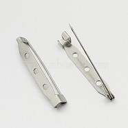 Iron Brooch Pin Back Safety Catch Bar Pins with 3-Hole, Platinum, 38x6x6mm, Hole: 2mm, Pin: 0.8mm(IFIN-N3292-03)