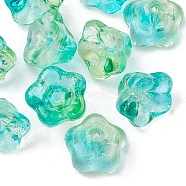 Transparent Electroplate Glass Beads, Trumpet Flower, Spring Green, 8.5x8x5.5mm, Hole: 1mm(EGLA-FS0001-38B)