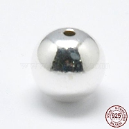 925 Sterling Silver Beads, Seamless Round, Silver, 4mm, Hole: 1~1.3mm, about 208pcs/20g(X-STER-A010-4mm-239A)