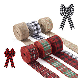 PandaHall Jewelry 6 rolls 6 Style Polyester Ribbons, for Sewing Craft, Flat with Tartan Ribbon, Mixed Color, 1-5/8 inch(40mm), 1roll/style(OCOR-PJ0001-005)