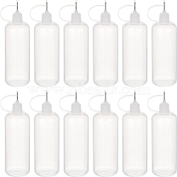 BENECREAT Plastic Glue Bottles, with Steel Pin, Clear, 14.5x4.2cm, capacity: 120ml, 12pcs/set(DIY-BC0009-16C)