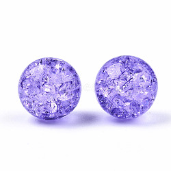 Transparent Crackle Acrylic Round Beads Strands, No Hole, Orchid, 12mm(X-CCG-R002-12mm-06)
