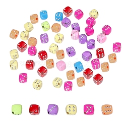 Plating Acrylic Beads, Metal Enlaced, Dice, Mixed Color, 8x8x8mm, Hole: 1mm, about 1030pcs/500g(PACR-T006-09)