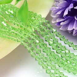 K9 Glass, Faceted Imitation Austrian Crystal Bead Strands, Grade AAA, Bicone, Light Green, 6x6mm, Hole: 0.7~0.9mm, about 68pcs/strand, 15.7 inch(G-M180-6mm-16A)