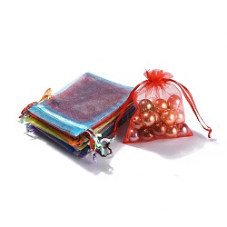 Mixed Color Organza Gift Bags, Jewelry Mesh Pouches for Wedding Party Christmas Gifts Candy Bags, Organza Pouches for Potpourri, Rectangle, about 10cm wide, 12cm long(OP001M)