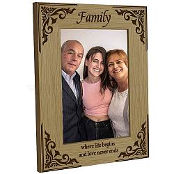 Natural Wood Photo Frames, for Tabletop Display Photo Frame, Rectangle, Word, 218x168mm, Inner Diameter: 142x90mm(AJEW-WH0292-058)