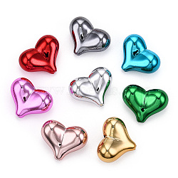 UV Plating Acrylic Beads, Heart, Mixed Color, 16.5x21x9.5mm, Hole: 1.5mm(X-PACR-C005-10)