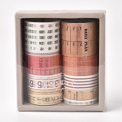 DIY Scrapbook Different Sizes Decorative Paper Tapes, Adhesive Tapes, Time Theme Design Gift Wrapping Tape, for DIY Scrapbooking Supplie Gift Decoration, Mixed Color, 0.5~3.5cm, about 2m/roll, 10rolls/box(DIY-M015-03F)