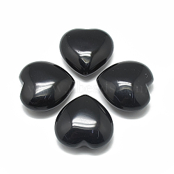 Natural Obsidian Heart Love Stones, Pocket Palm Stones for Reiki Balancing, 39~41x40~40.5x17~19mm(G-S336-01D-10)