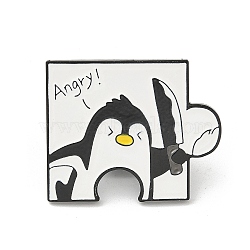 Animal Puzzle Theme Enamel Pins, Black Alloy Brooches for Backpack Clothes, Penguin, 21.5x26mm(JEWB-Q008-04A)