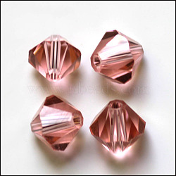 Imitation Austrian Crystal Beads, Grade AAA, Faceted, Bicone, Flamingo, 6x6mm, Hole: 0.7~0.9mm(SWAR-F022-6x6mm-319)