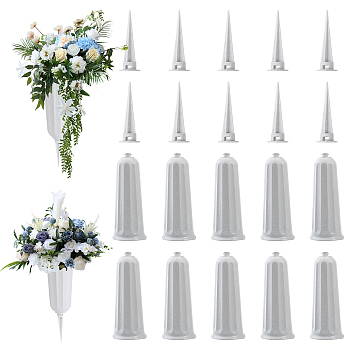 Resin Grave Vase, Memorial Floral Vase, Cemetery Cone Flower Holder, Light Grey, 76x251mm, Inner Diameter: 61mm