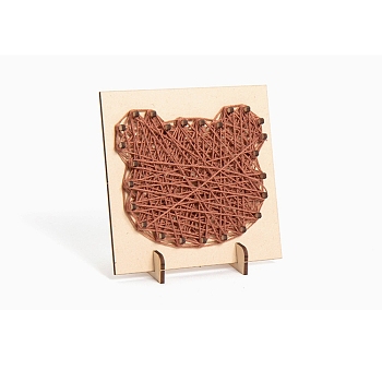 DIY String Art Kit Arts and Crafts for Children, Including Wooden Stencil and Woolen Yarn, Bear Pattern, 16x21x0.3cm