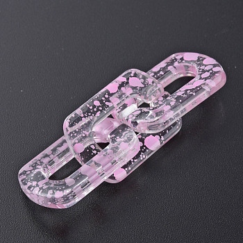 Transparent Acrylic Linking Rings, Quick Link Connectors, for Cable Chains Making, Twist Oval, Pearl Pink, 30.5x20.5x4mm, Inner Diameter: 8x18mm
