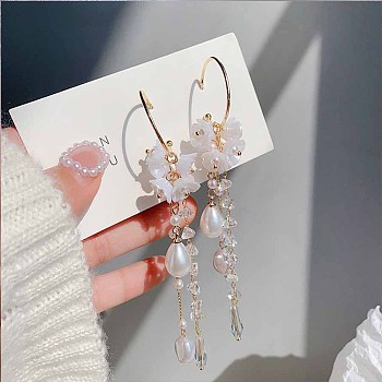 Imitation Pearl Tassel Earrings, Butterfly
