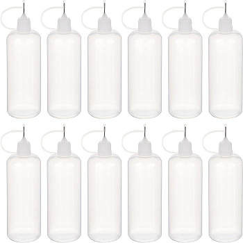 BENECREAT Plastic Glue Bottles, with Steel Pin, Clear, 14.5x4.2cm, capacity: 120ml, 12pcs/set