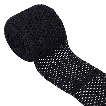 5M Elastic Crochet Polyester Headbands, Wide Hair Accessories for Women, Girls, Black, 112x1mm