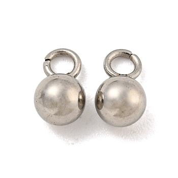 Non-Tarnish 201 Stainless Steel Charms, Round Charm, Stainless Steel Color, 7x4x4mm, Hole: 1.8mm