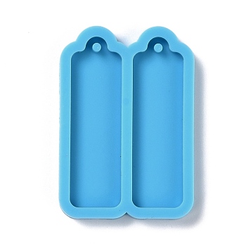 DIY Pendant Silicone Molds, for Earring Making, Resin Casting Molds, For UV Resin, Epoxy Resin Jewelry Making, Rectangle, Deep Sky Blue, 43x30x4mm, Hole: 2mm, Inner Diameter: 39x12mm