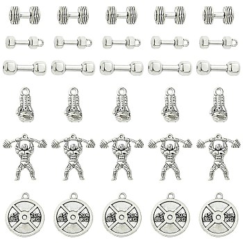 DIY Sport Theme Tibetan Style Alloy Making Finding Kit, Including Pendants & Beads, Antique Silver, Pendants: 20~28x6~31x6~6.5mm