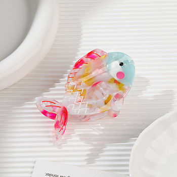 Cellulose Acetate Claw Hair Clips, Hair Accessories for Women & Girls, Fish, White, 85x48mm