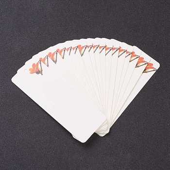 Paper Card, DIY Bookmark Card, Rectangle, Beige, Flower Pattern, 140x49x0.5mm, Hole: 4mm, 20pcs/bag