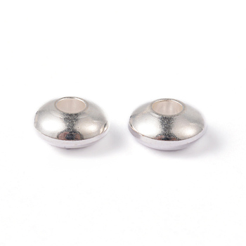 202 Stainless Steel Beads, Rondelle, Silver Color Plated, 6x3mm, Hole: 2mm