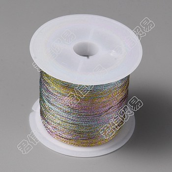 15-Ply Macaron Color Metallic Cord, for Jewelry Making, Round, Colorful, 1mm, about 21.87 Yards(20m)/Roll