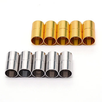 Brass Magnetic Clasps, Column, Platinum & Golden, 20x11mm, 10mm inner diameter