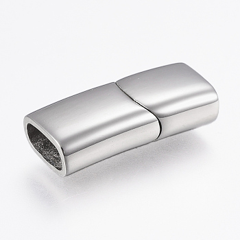 Tarnish Resistant 304 Stainless Steel Magnetic Clasps, Rectangle, Stainless Steel Color, 23x10x6mm, Hole: 4x8mm