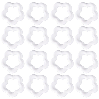 100Pcs Opaque Acrylic Beads, Flower, White, 16x5mm, Hole: 1.9mm