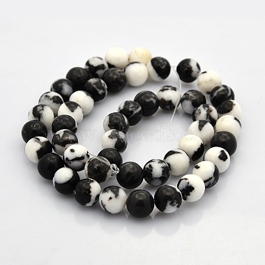 Round Natural Zebra Jasper Gemstone Beads Strands(G-N0120-31-8mm)-2