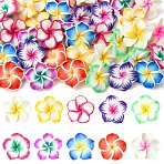 40Pcs 10 Colors Handmade Polymer Clay Beads, Flower, Mixed Color, 25~26x25~26x10~12mm, Hole: 1.6mm, 4pcs/color(CLAY-CJ0002-13)