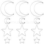 20Pcs 4 Styles Iron Ring for DIY Woven Net/Web with Feather, Macrame & Knotting, Moon & Star, Real Platinum Plated, 47~152x46~143x2.5mm, Inner Diameter: 35~147x35~137.5mm, 5pcs/style(IFIN-SP0001-52)