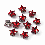 Sew on Rhinestone, Glass Rhinestone, with Platinum Plated Prong Settings, Garment Accessories, Star, Light Siam, 1x0.95x0.67cm, Hole: 1.2mm(FIND-WH0126-30P-02)